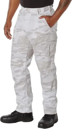 Rothco Color Camo Tactical BDU Pants - Rugged Outdoor Hiking Cargos Uniform Pant (US, Alpha, XX-Large, Regular, Regular, White Camo)
