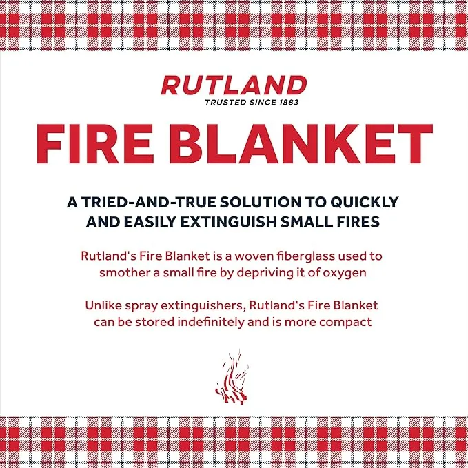 Rutland Fire Blanket for Home and Kitchen Emergency - 2 Pack, 40" x 40" - Fiberglass Fire Suppression Blanket Safety for Grilling, Camping and Boats (2)