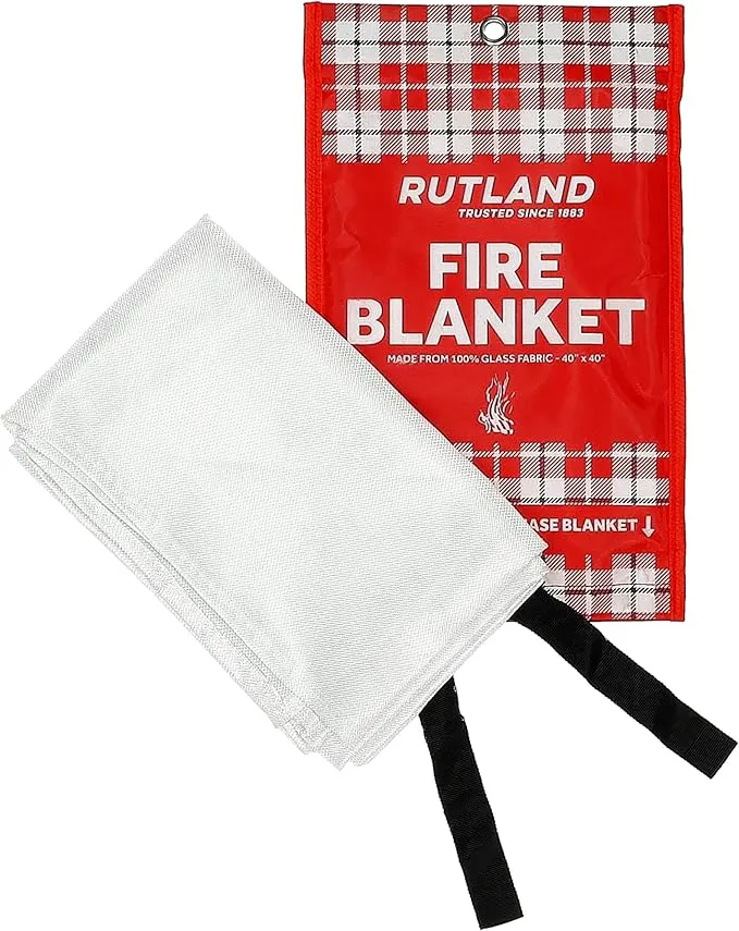 Rutland Fire Blanket for Home and Kitchen Emergency - 2 Pack, 40" x 40" - Fiberglass Fire Suppression Blanket Safety for Grilling, Camping and Boats (2)