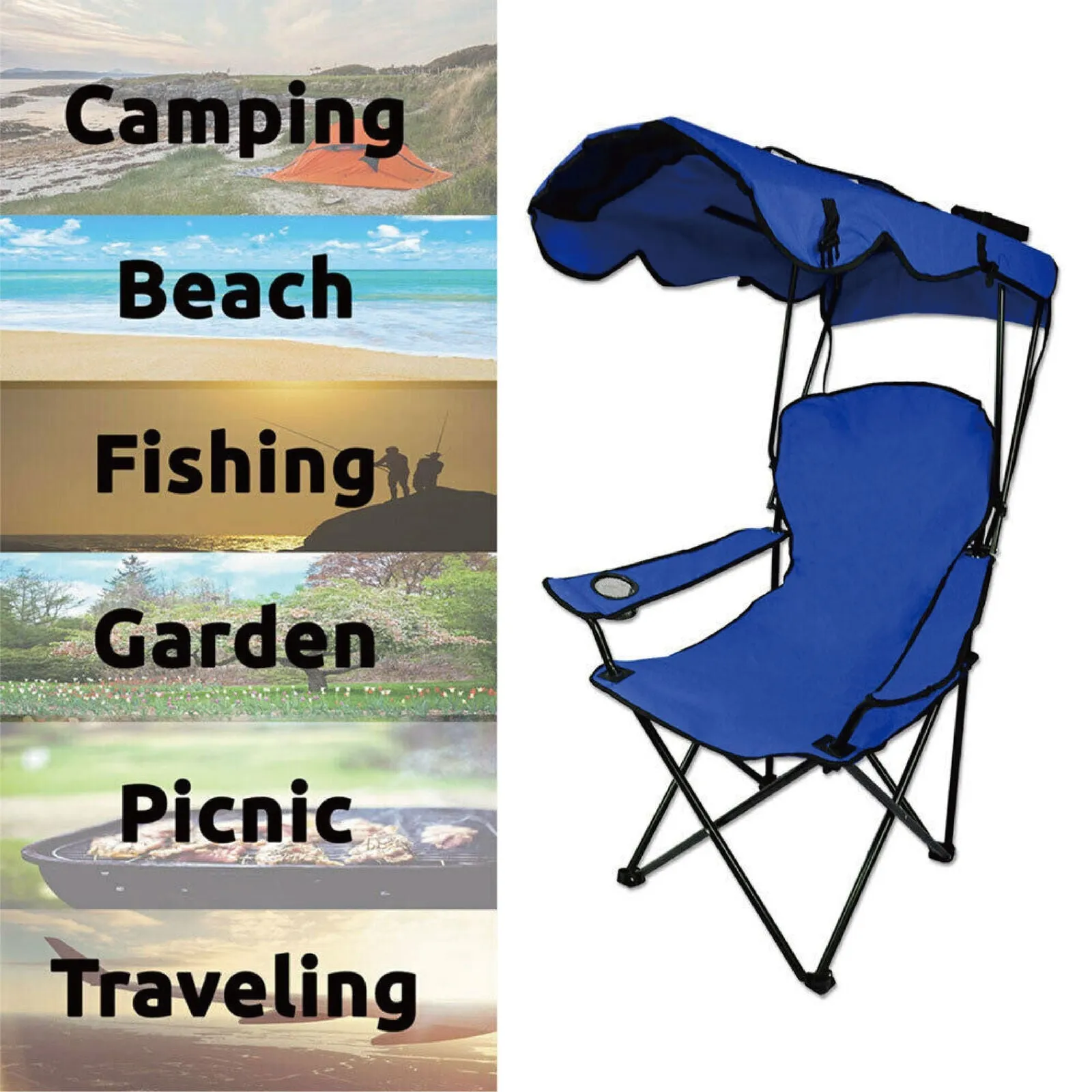 RYNX | Chair Folding W/Sunshade Beach Camping Folding Outdoor Fishing