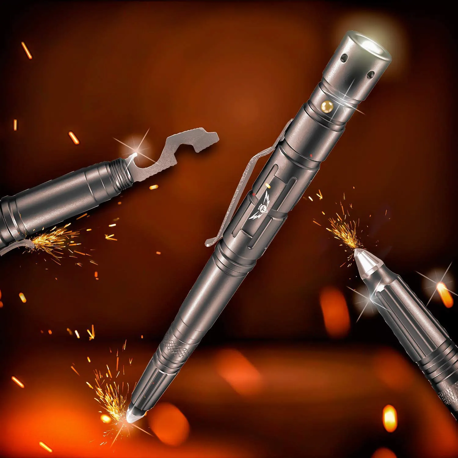 Rynx | TAKEFLIGHT Tactical Pen Survival Gear – Aviation Grade Aluminum LED Tactical Flashlight Multitool – Sturdy, Lightweight EDC Pen Survival Tool – Glass Breaker, Corkscrew, Screwdriver, Gift Box