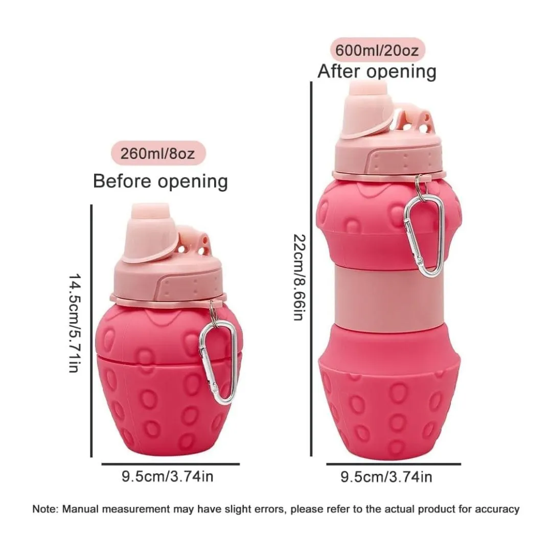 SAMVARDHAN Folding 700 ml Silicone Collapsible Water Bottle(Strawberry)