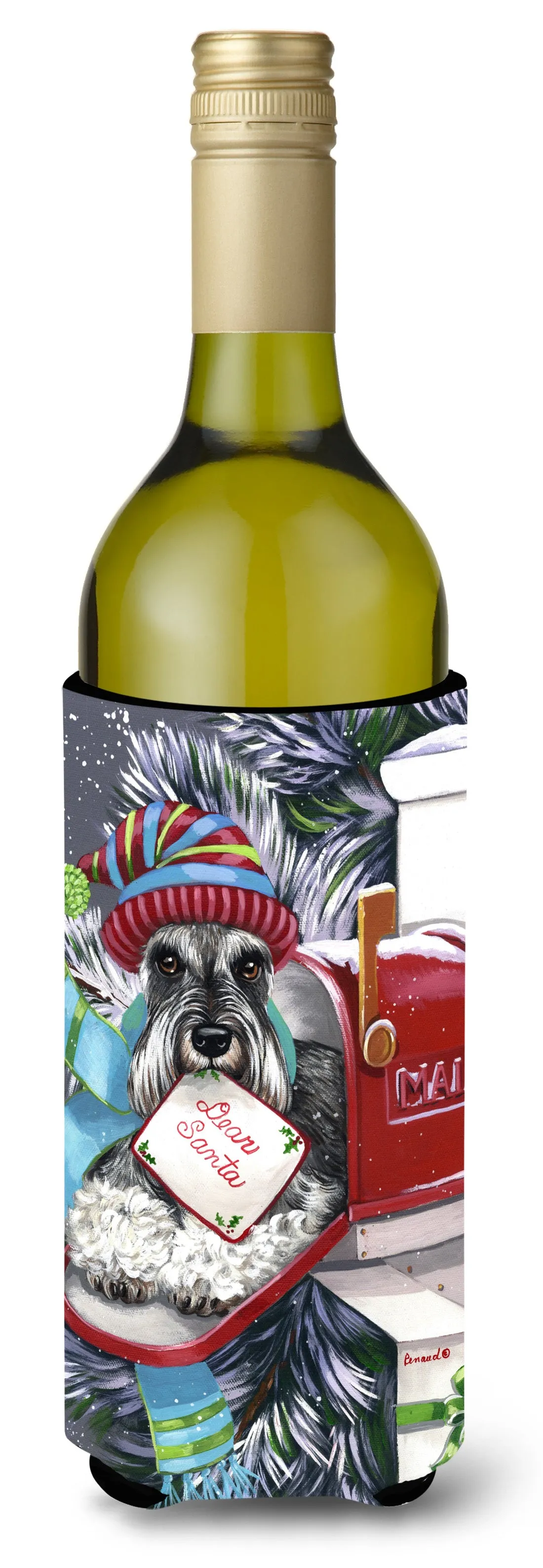 Schnauzer Christmas Letter to Santa Wine Bottle Hugger PPP3162LITERK