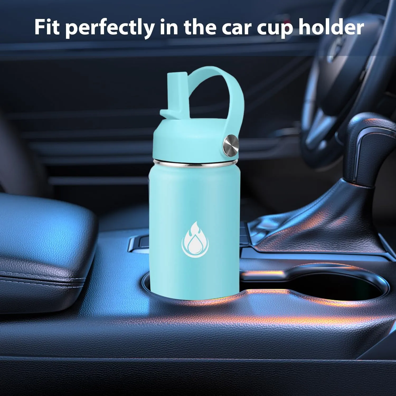 SENDESTAR Water Bottle 40oz Double Wall Vacuum Insulated Leak Proof Stainless Steel Sports Water Bottle—Wide Mouth with New Flex Straw Lid & Spout Lid (Day&Night)