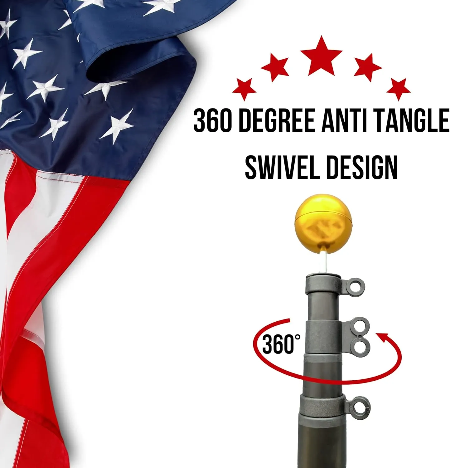 Service First Heavy Duty Telescoping Flagpole Kit (25 Foot, Silver)
