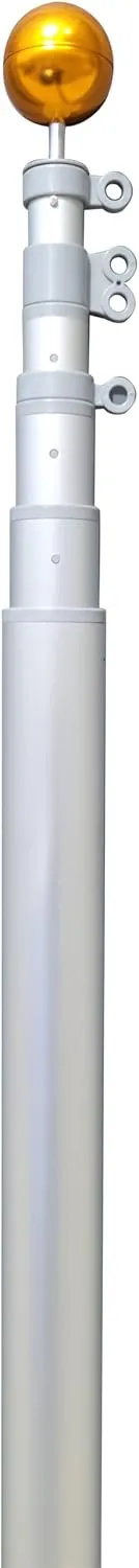 Service First Heavy Duty Telescoping Flagpole Kit (25 Foot, Silver)