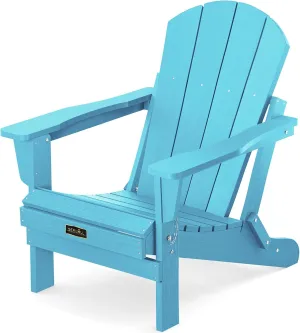 SERWALL Folding Adirondack Chair Outdoor Adirondack Chairs Weather Resistant Patio Chair - Light Blue