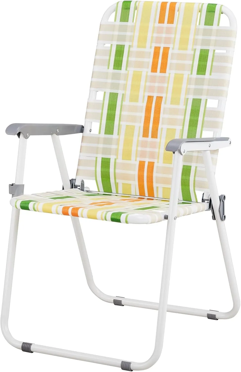 Set of 2 Patio Folding Lawn Chair, Outdoor Beach Portable Camping Chair, Webbed Folding Chair for Yard, Garden,Light Green