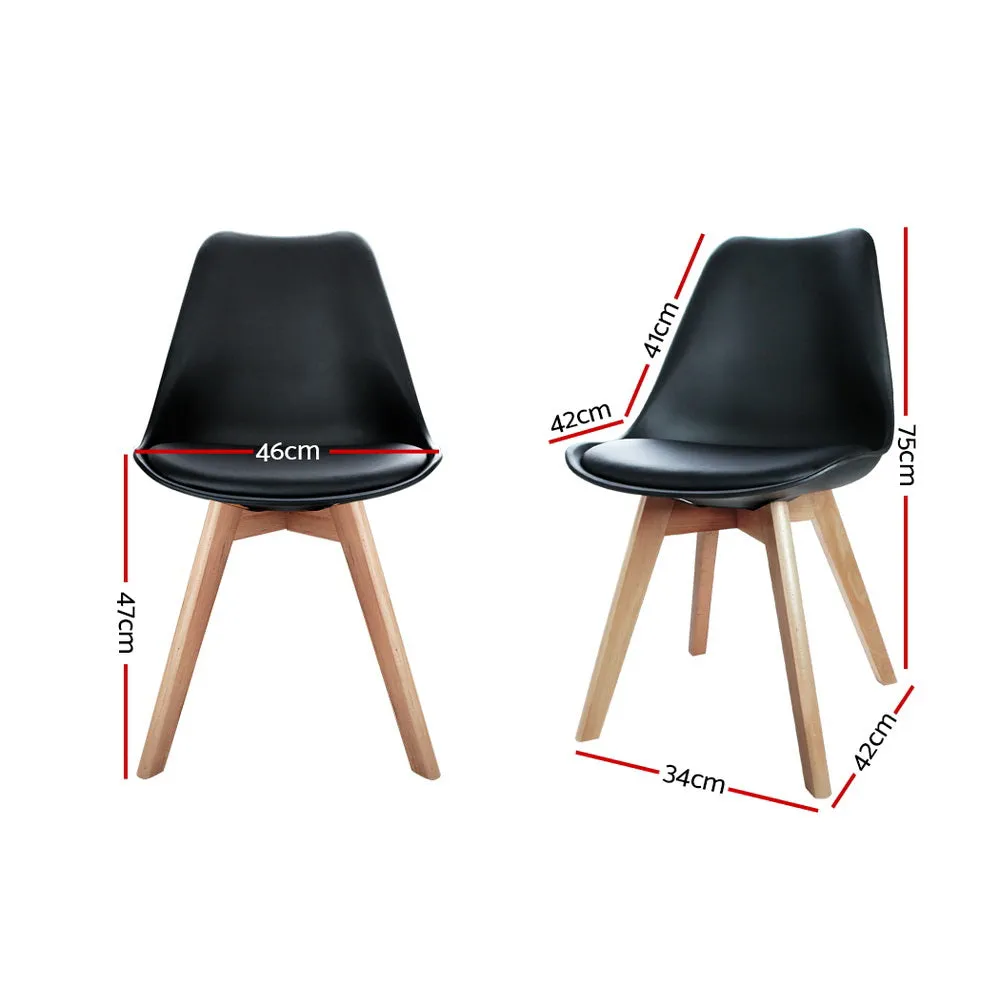 Set of 4 Padded Dining Chair - Black