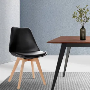 Set of 4 Padded Dining Chair - Black
