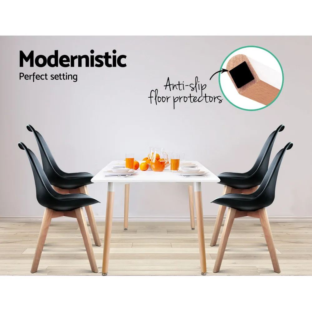 Set of 4 Padded Dining Chair - Black