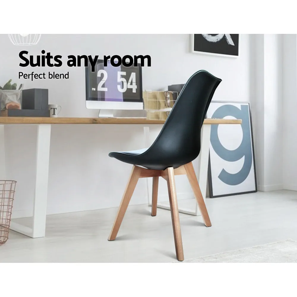 Set of 4 Padded Dining Chair - Black
