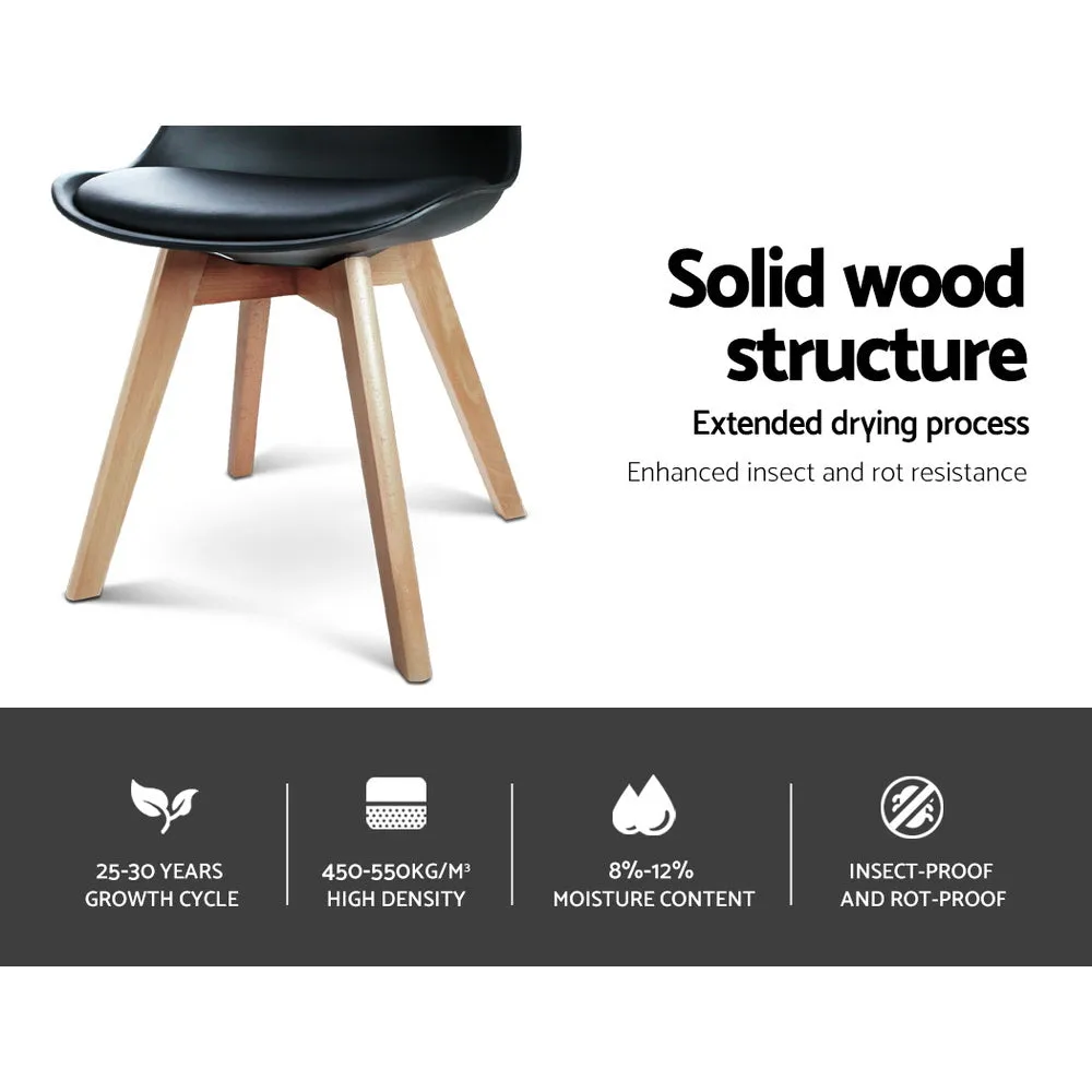 Set of 4 Padded Dining Chair - Black
