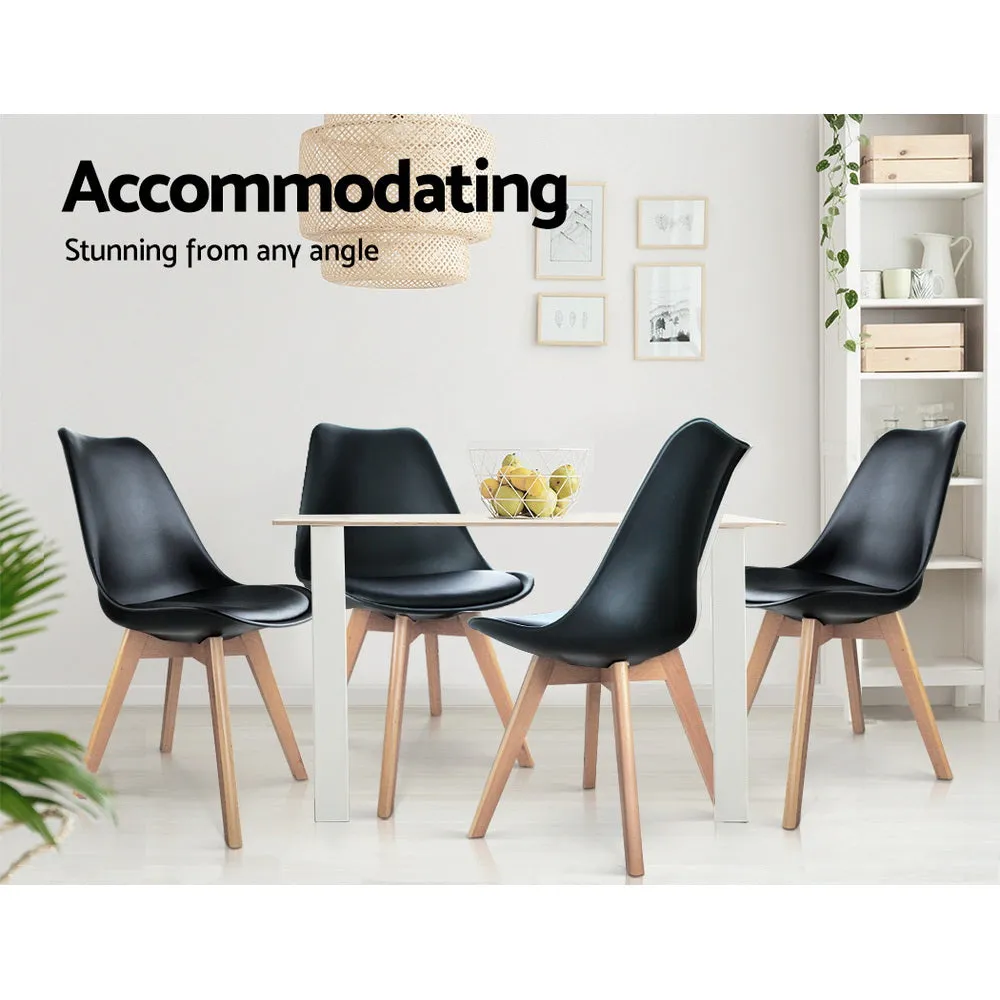 Set of 4 Padded Dining Chair - Black
