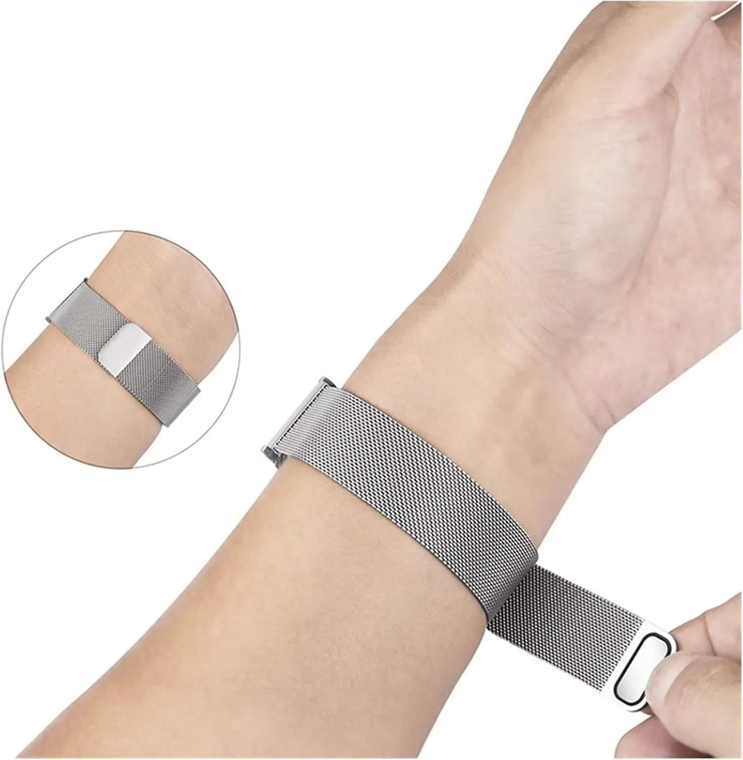 Silver Steel Strap Suitable for 20/22/24 mm Buckle Replacement Strap/20 mm/Silver