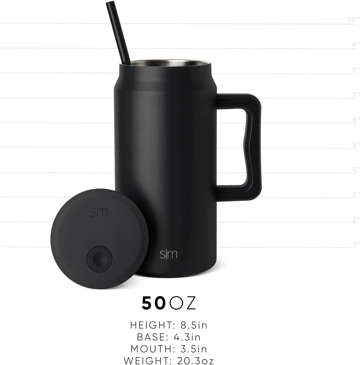 Simple Modern 50 oz Mug Tumbler with Handle and Straw Lid | Reusable Insulated Stainless Steel Large Travel Jug Water Bottle | Gifts for Women Men Him Her | Trek Collection | 50oz | Buttercup