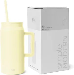 Simple Modern 50 oz Mug Tumbler with Handle and Straw Lid | Reusable Insulated Stainless Steel Large Travel Jug Water Bottle | Gifts for Women Men Him Her | Trek Collection | 50oz | Buttercup
