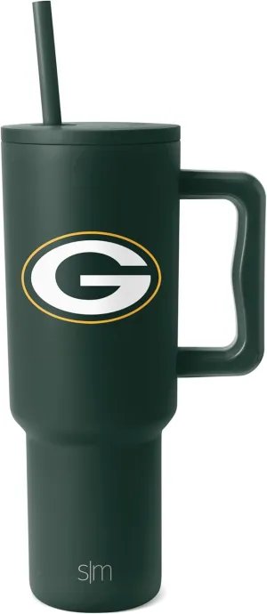 Simple Modern Officially Licensed NFL Green Bay Packers 40oz Tumbler with Handle and Straw Lid | Football Insulated Cup Stainless Steel | Gifts for Men, Women | Trek Collection | Green Bay Packers