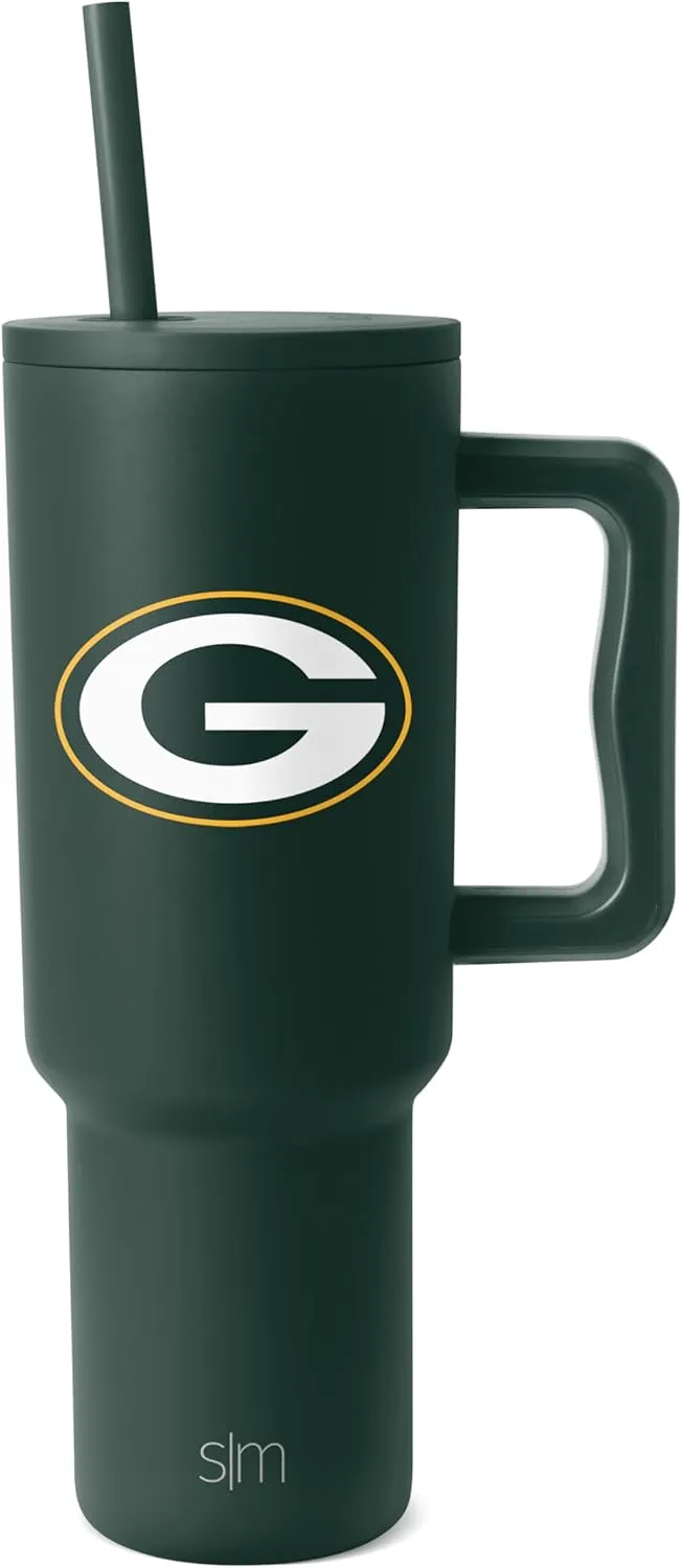 Simple Modern Officially Licensed NFL Green Bay Packers 40oz Tumbler with Handle and Straw Lid | Football Insulated Cup Stainless Steel | Gifts for Men, Women | Trek Collection | Green Bay Packers