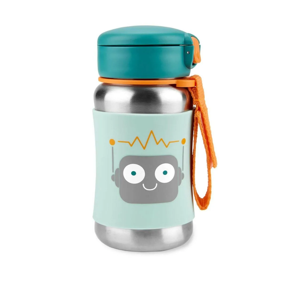 Skip Hop Spark Style Stainless Steel Straw Bottle - Robot