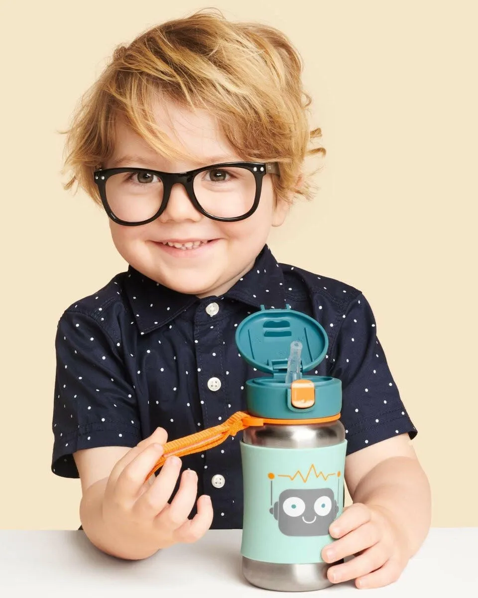 Skip Hop Spark Style Stainless Steel Straw Bottle - Robot