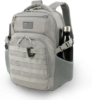 Small Military Tactical Backpack for Men, Travel Hiking Backpack with Bottle Holder, 25L Laptop Backpack for Work, College Computer Bag Fits 15.6/14.3 Inch Laptop and Notebook - Gray