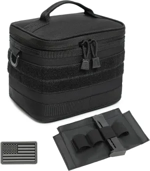 Small Tactical Camping Storage Bag with US Flag Patch - Ammo Bag with Detachable Inner Mag Slots Panel,Small Tactical Molle Admin Pouch Bag,Utility Laser Cut EDC Tool Pouch Bags