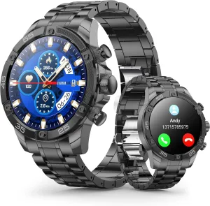 Smart Watches(Answer/Make Call), 1.53" Luxury Business Smartwatch for Men IP67 Waterproof, 100  Sport Modes, Fitness Activity Tracker, Heart Rate Sleep Monitor, Pedometer (Black)