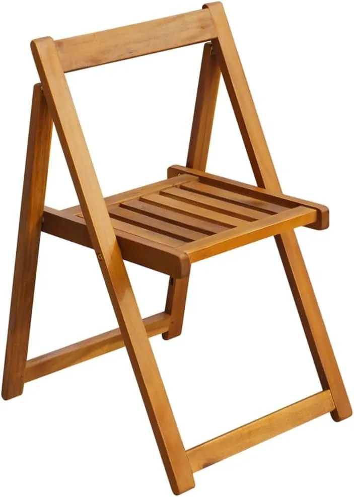 Solid Acacia Wood Folding Patio Chairs 2-Pack, Sturdy Outdoor Furniture for Poolside Camping Beach Dining, Weatherproof Wooden Lounge Chairs with Natural Oil Finish