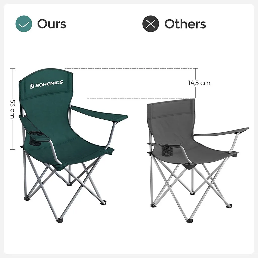 SONGMICS Set of 2 Dark Green Folding Camping Chairs with Carry Bag