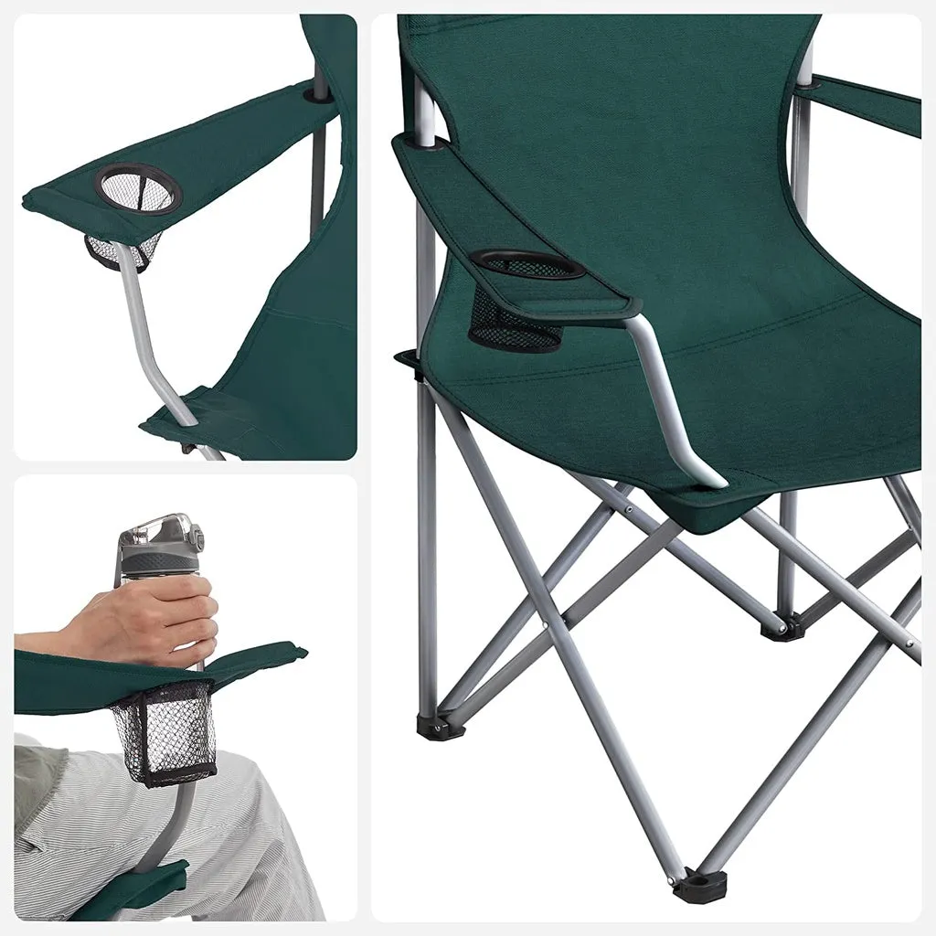 SONGMICS Set of 2 Dark Green Folding Camping Chairs with Carry Bag
