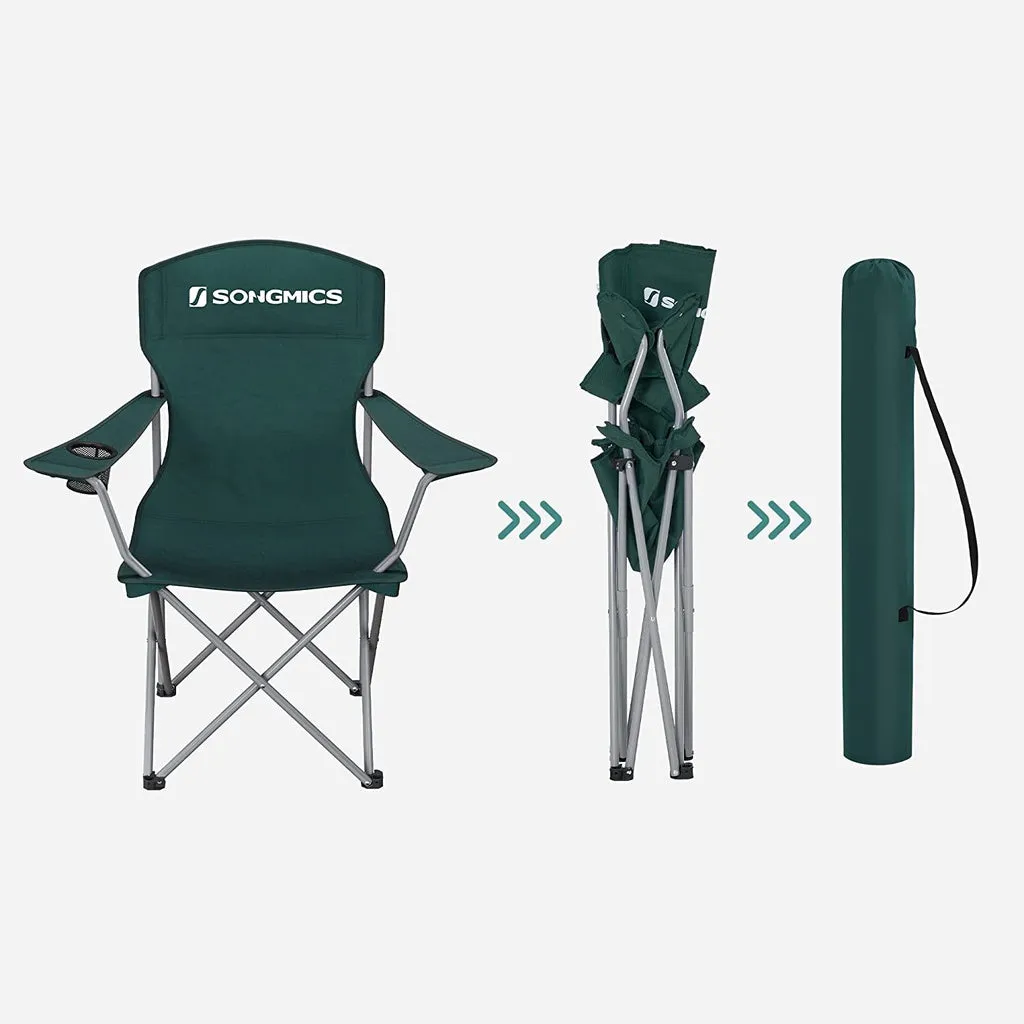 SONGMICS Set of 2 Dark Green Folding Camping Chairs with Carry Bag