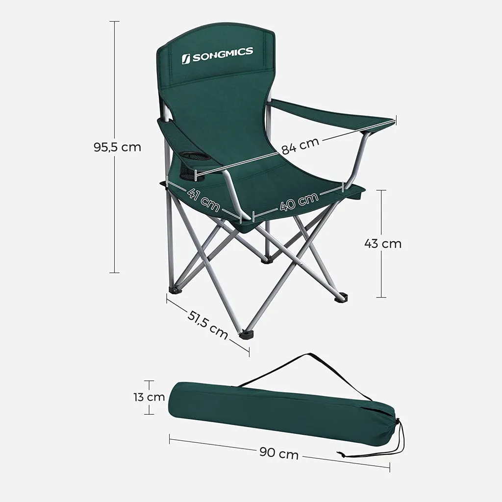 SONGMICS Set of 2 Dark Green Folding Camping Chairs with Carry Bag