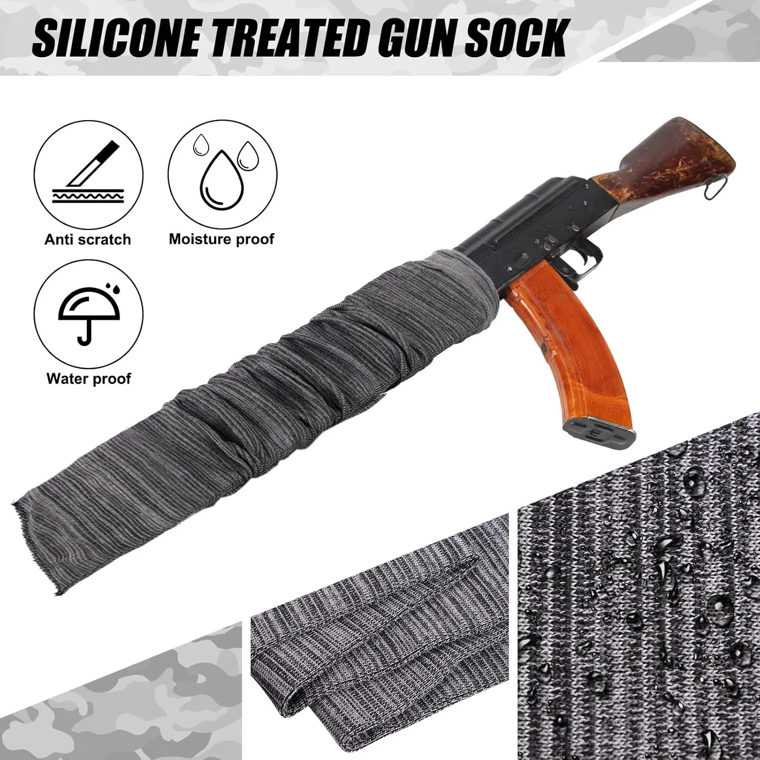 Sratte 12 Pcs 54 Inch Gun Socks Silicone Anti Rust Thick Gun Sleeve Waterproof with Drawstring Closure Bulk Pack for Tactical Hunting