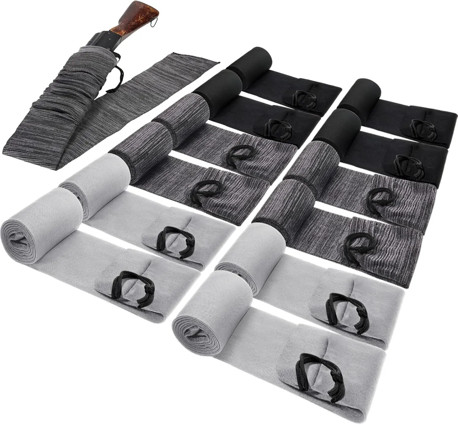 Sratte 12 Pcs 54 Inch Gun Socks Silicone Anti Rust Thick Gun Sleeve Waterproof with Drawstring Closure Bulk Pack for Tactical Hunting