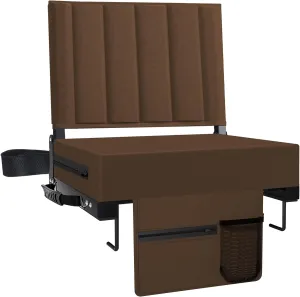 Stadium Seat for Bleachers with Back Support and Cushion, Bleacher Seats with Shoulder Strap and Cup Holder, Padded Portable Folding Comfort Stadium Chair, for Sports Events, Brown (1pcs)