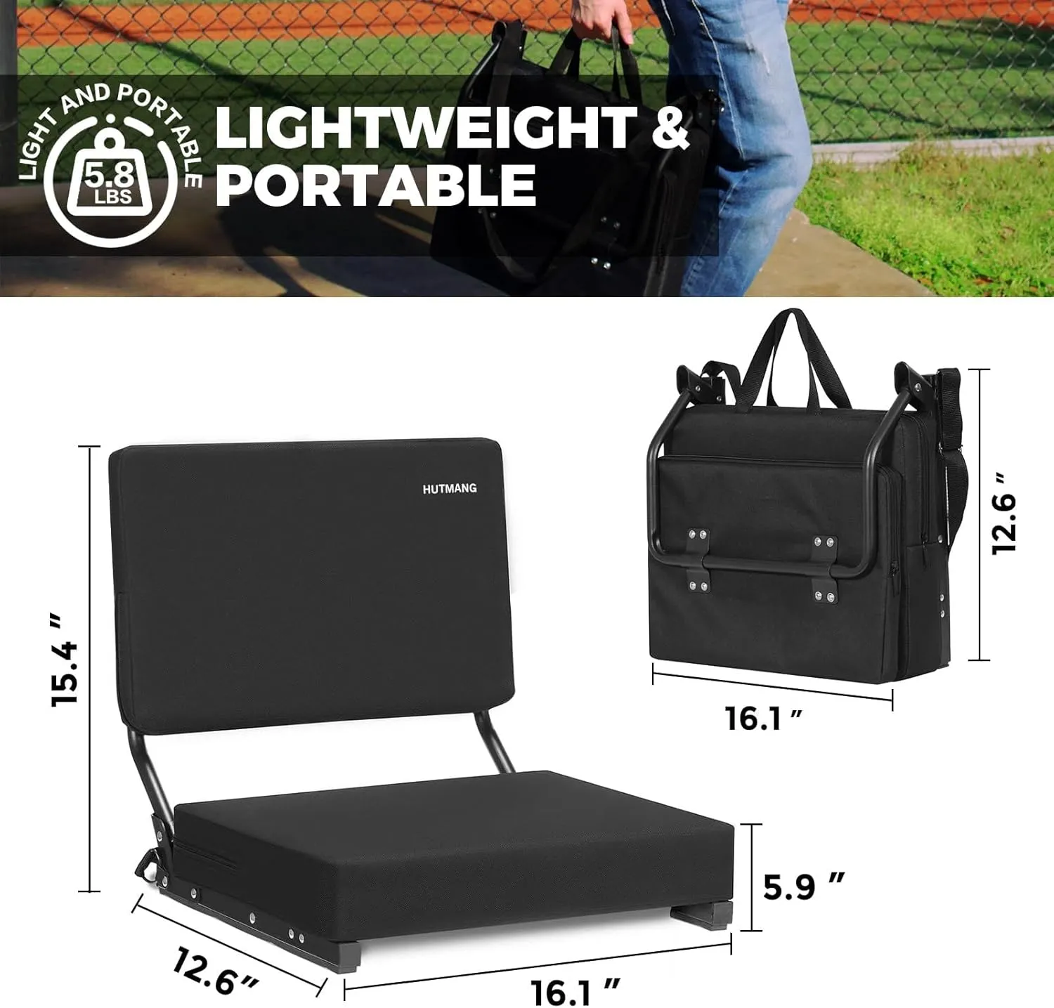 Stadium Seats for Bleachers with Back Support,Stadium Seating for Bleachers with Comfy Padded Active Foam Backs,Portable Folding Stadium Chair with Shoulder Strap,Bleacher Chairs with Back