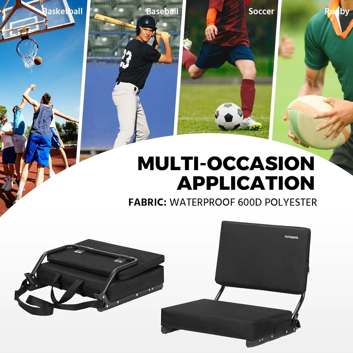 Stadium Seats for Bleachers with Back Support,Stadium Seating for Bleachers with Comfy Padded Active Foam Backs,Portable Folding Stadium Chair with Shoulder Strap,Bleacher Chairs with Back