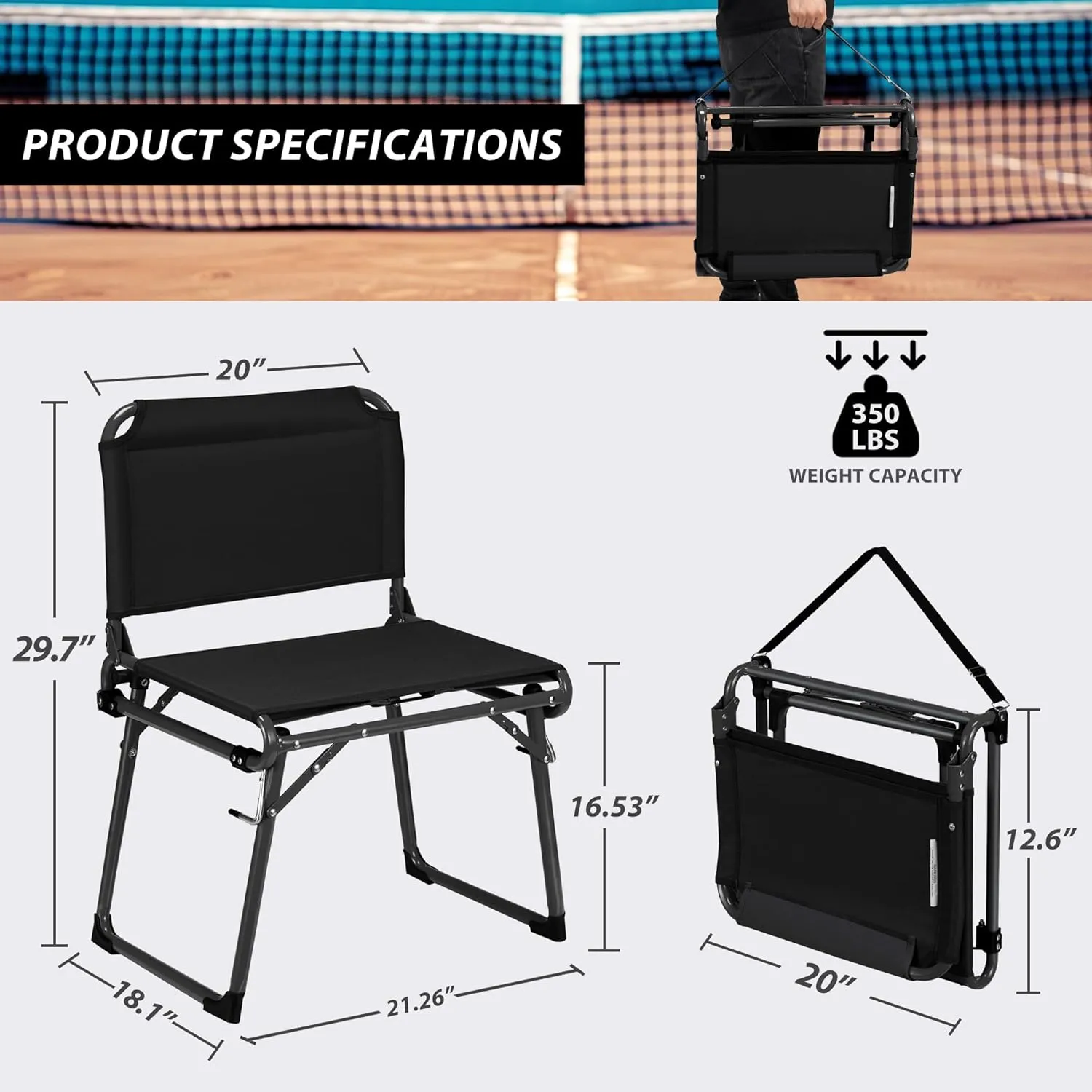 Stadium Seats with Back Support, 2 in 1 Folding Chairs with Shoulder Strap,Portable Bleacher Seats with Non-Slip Foot,Wide Stadium Chairs for Sports Events Outdoor Camping