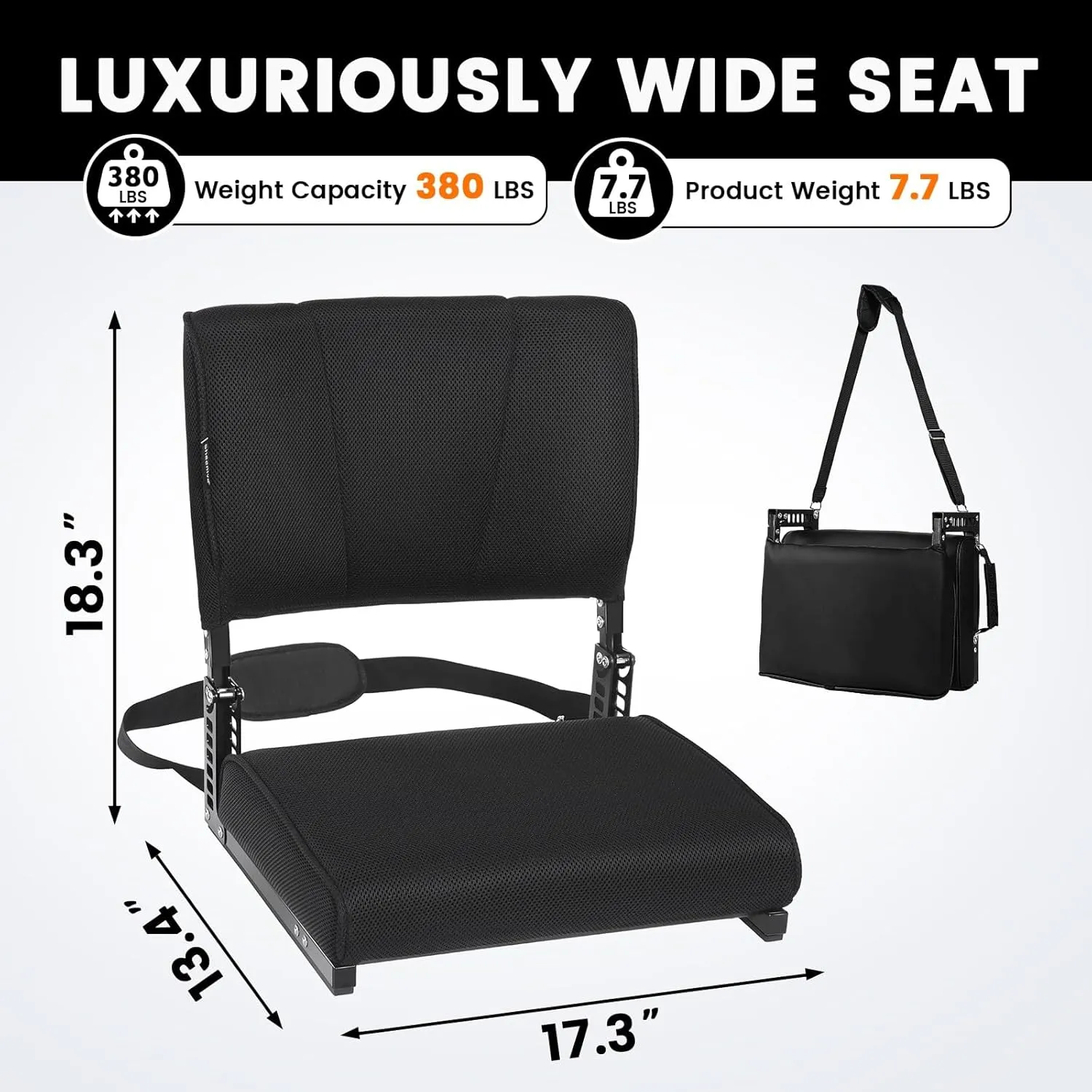 Stadium Seats with Back Support, Bleacher Chairs with Back and Cushion, Stadium Seats for Bleachers Curved Backrest,Padded Portable Folding Stadium Chair with Shoulder Strap for Sports Events