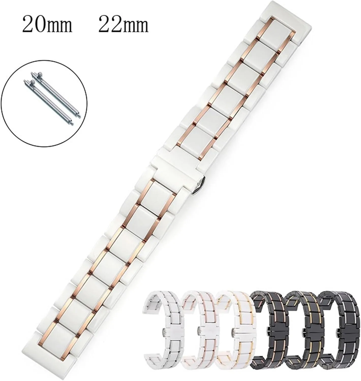 Stainless Steel Ceramic Watch Band 20mm22mm Quick Release Mens Womens Universal Watch Accessories