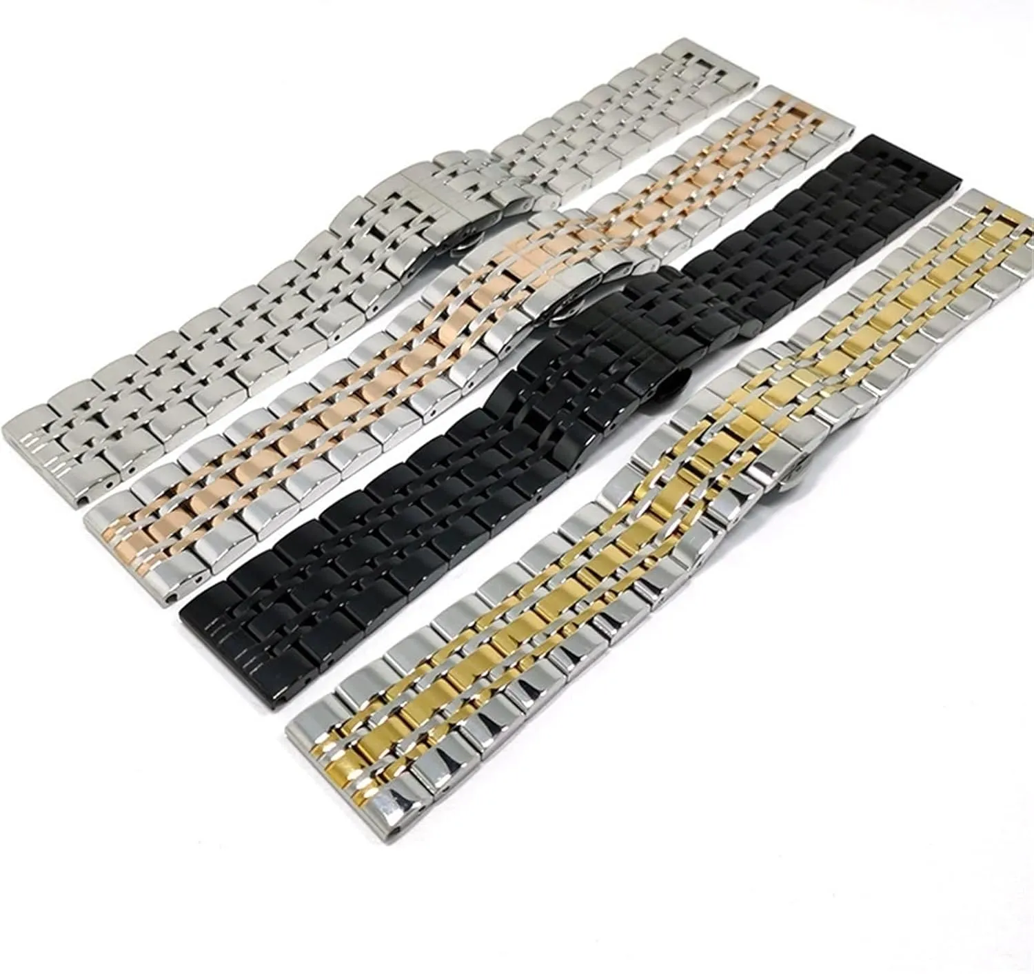Stainless Steel Metal Watch With Folding Buckle Universal Wristband