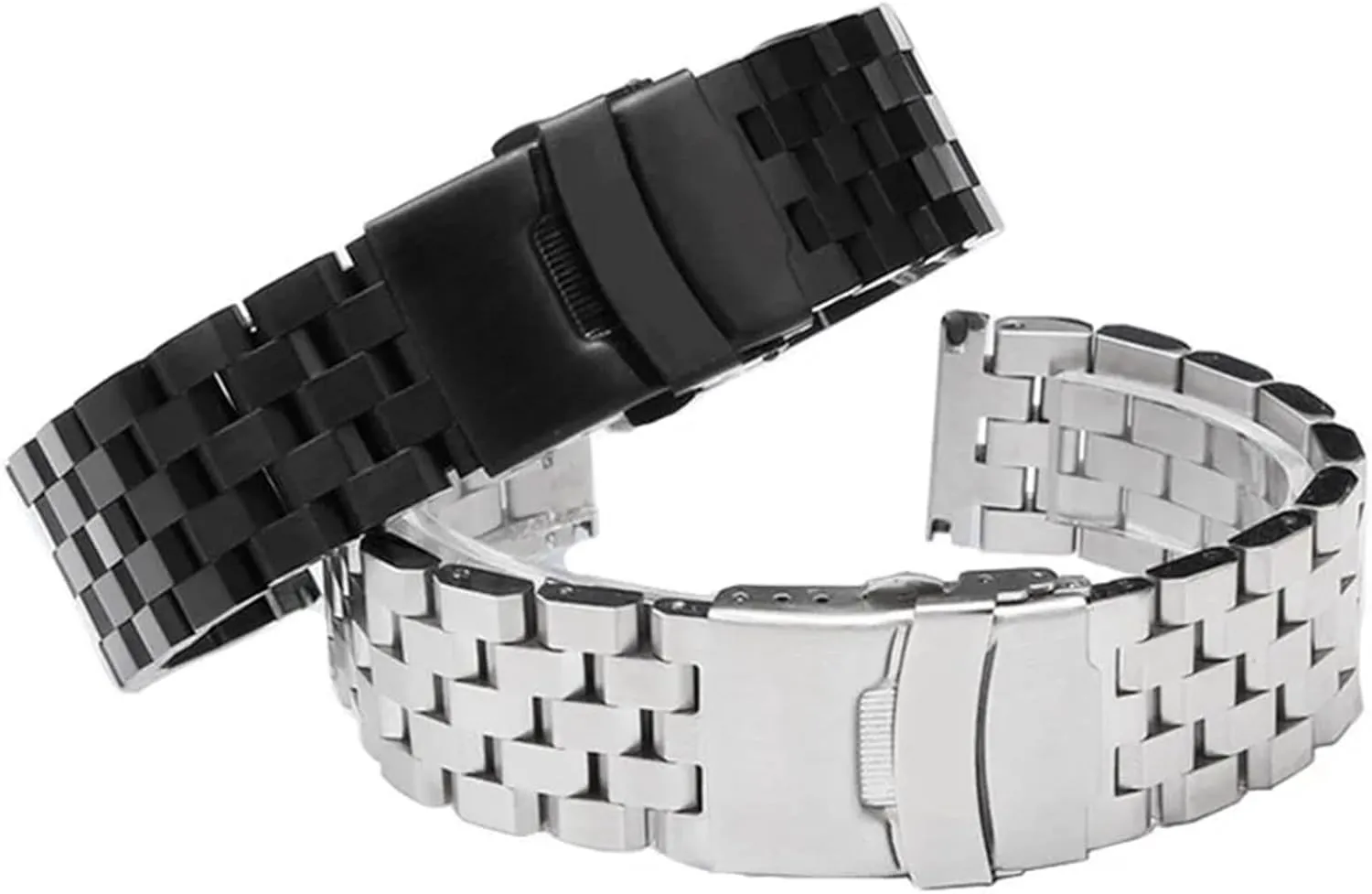 Stainless Steel Watch Band 18mm 20mm 22mm 24mm 26mm Stainless Steel Watch Band Silver Black Metal Watch Strap Women Men Wrist Bracelet