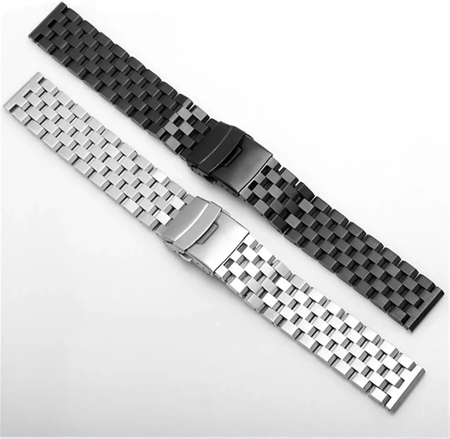 Stainless Steel Watch Band 18mm 20mm 22mm 24mm 26mm Stainless Steel Watch Band Silver Black Metal Watch Strap Women Men Wrist Bracelet