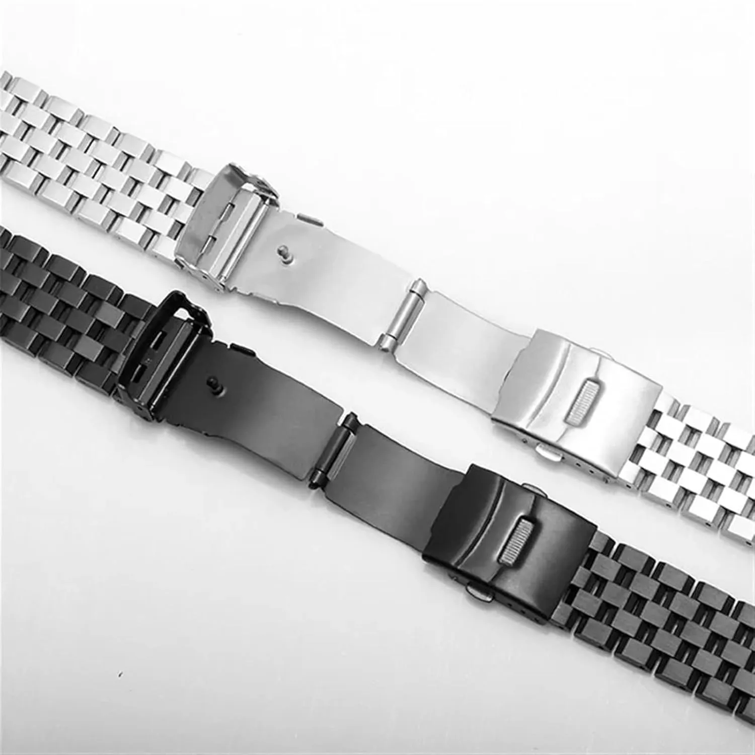 Stainless Steel Watch Band 18mm 20mm 22mm 24mm 26mm Stainless Steel Watch Band Silver Black Metal Watch Strap Women Men Wrist Bracelet