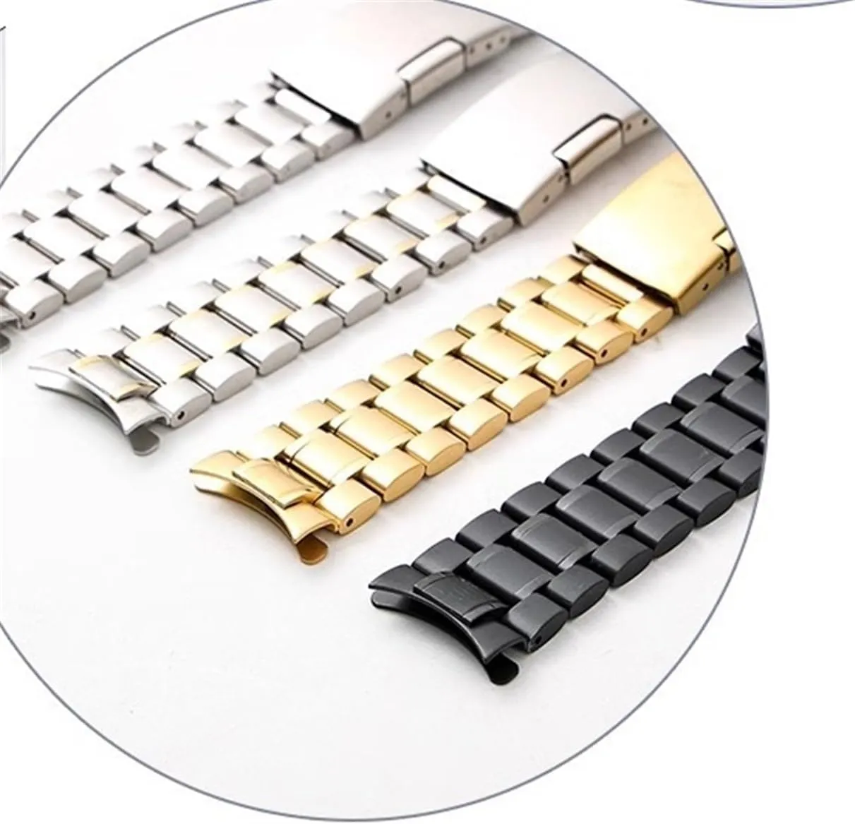Stainless Steel Watch Band Universal Replacement Strap For Women Men Bracelet Curved End Accessories