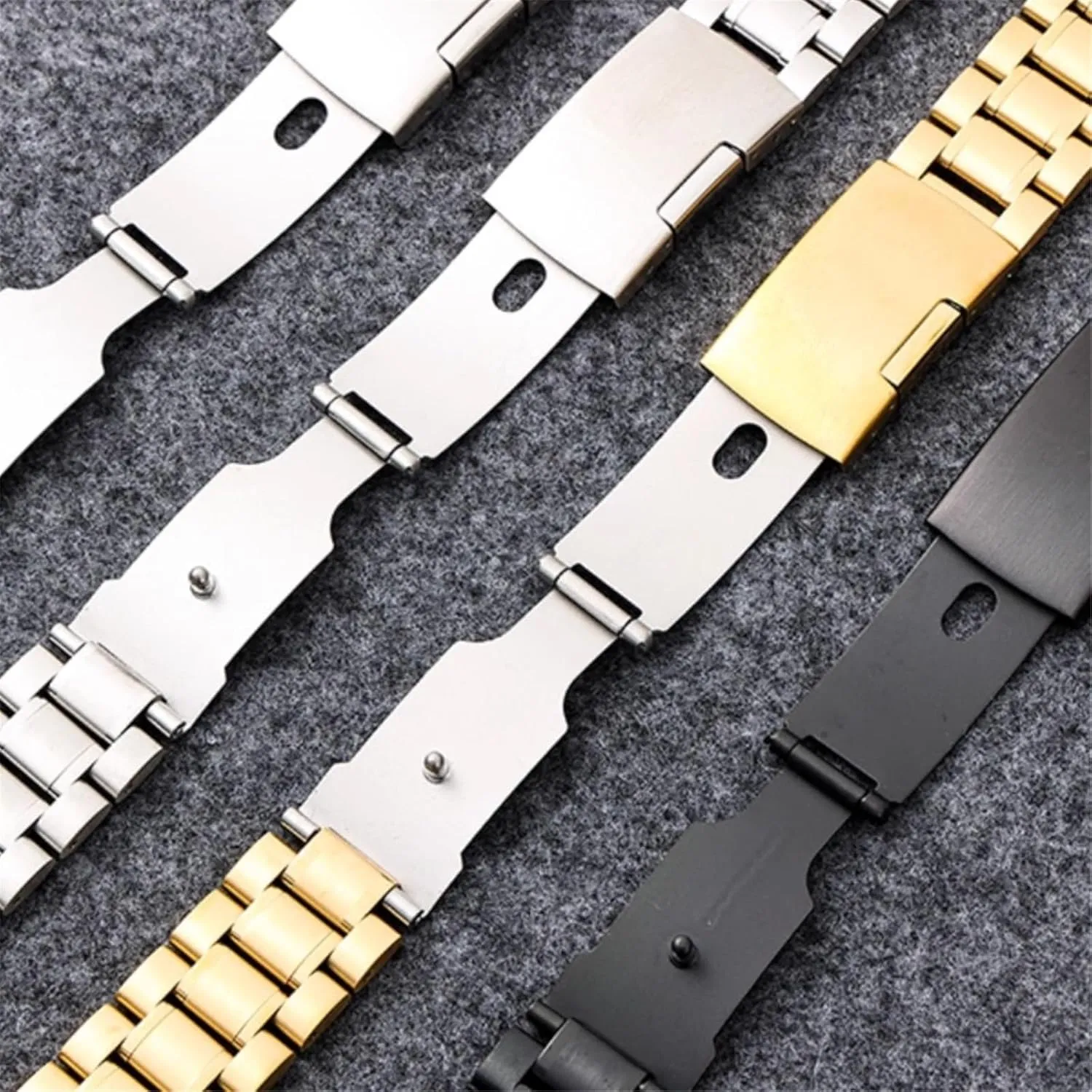 Stainless Steel Watch Band Universal Replacement Strap For Women Men Bracelet Curved End Accessories