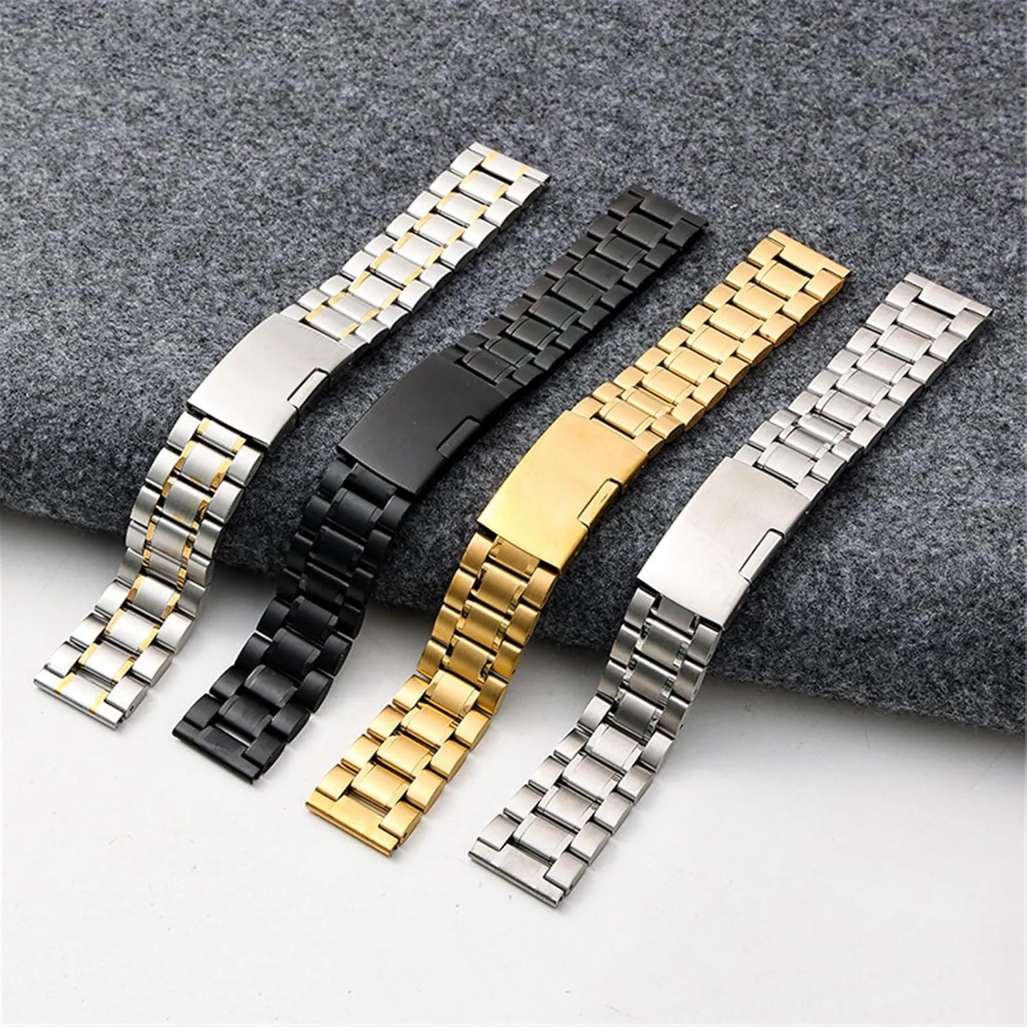 Stainless Steel Watch Band Universal Replacement Strap For Women Men Bracelet Curved End Accessories