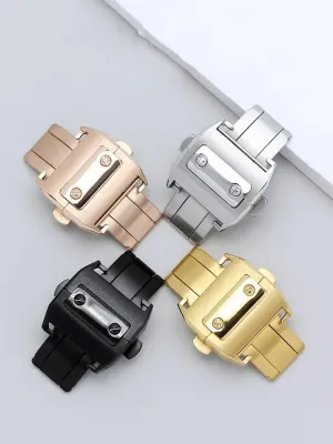 Stainless Steel watch Folding buckle For Cartier Santos Double-press Butterfly clasp
