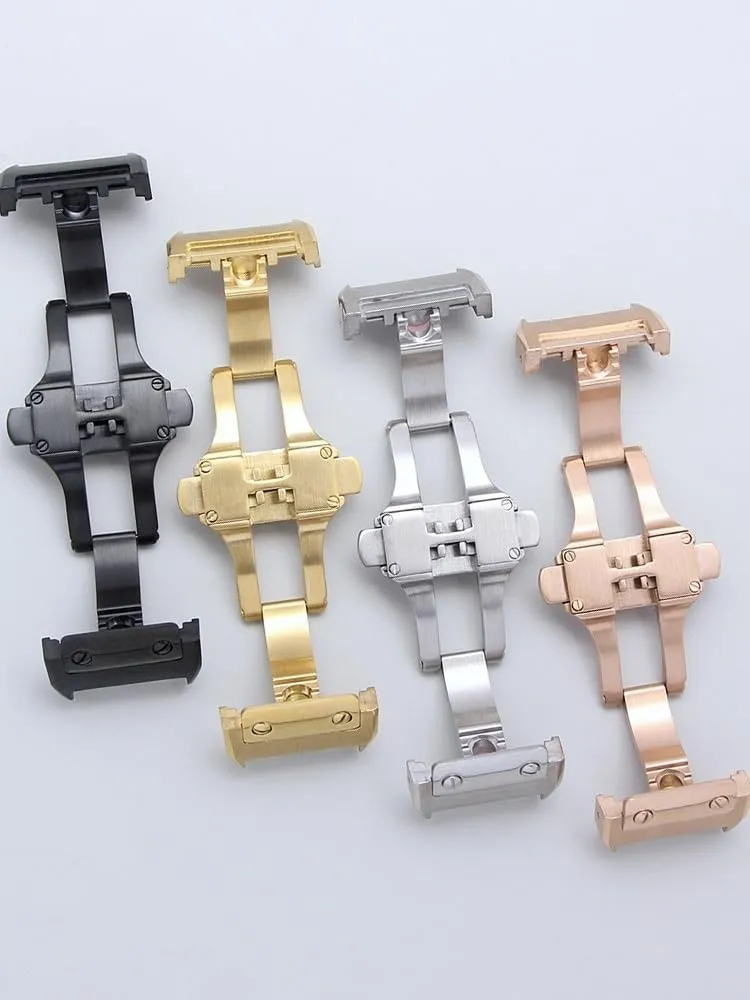 Stainless Steel watch Folding buckle For Cartier Santos Double-press Butterfly clasp